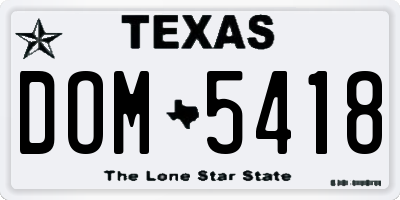 TX license plate DOM5418