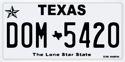 TX license plate DOM5420