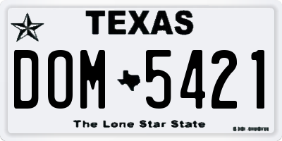 TX license plate DOM5421