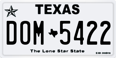 TX license plate DOM5422