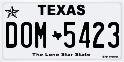 TX license plate DOM5423
