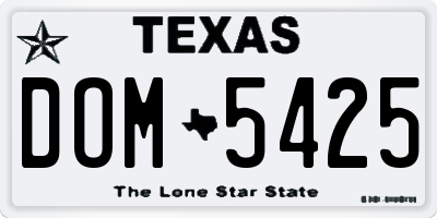 TX license plate DOM5425