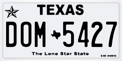 TX license plate DOM5427
