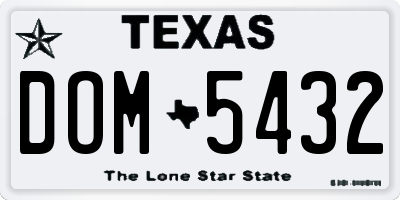 TX license plate DOM5432
