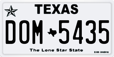 TX license plate DOM5435