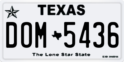 TX license plate DOM5436