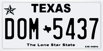 TX license plate DOM5437