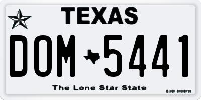 TX license plate DOM5441