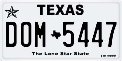 TX license plate DOM5447