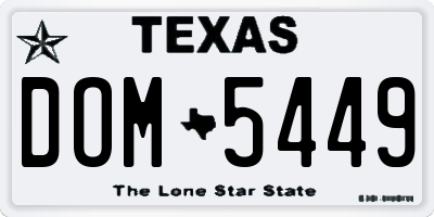 TX license plate DOM5449