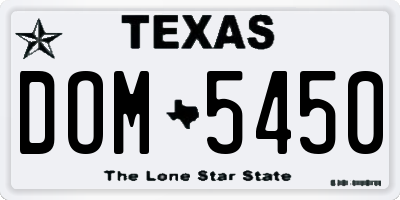 TX license plate DOM5450
