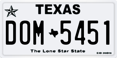 TX license plate DOM5451