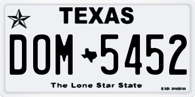 TX license plate DOM5452
