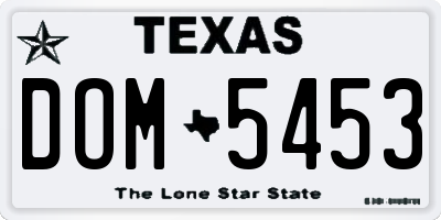 TX license plate DOM5453