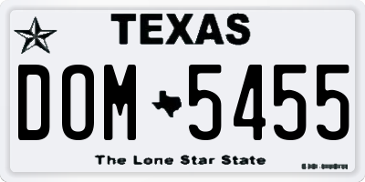 TX license plate DOM5455
