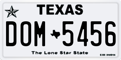 TX license plate DOM5456
