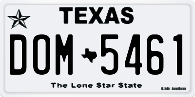 TX license plate DOM5461