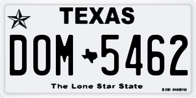 TX license plate DOM5462