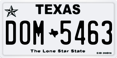TX license plate DOM5463