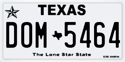 TX license plate DOM5464