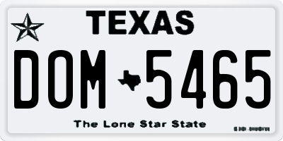 TX license plate DOM5465