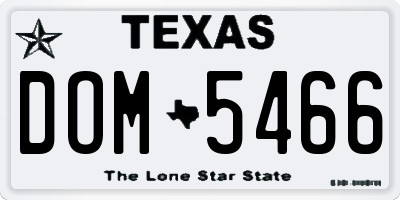 TX license plate DOM5466