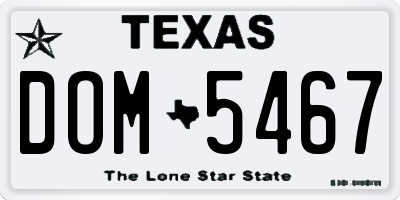 TX license plate DOM5467