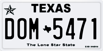 TX license plate DOM5471