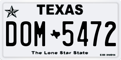 TX license plate DOM5472