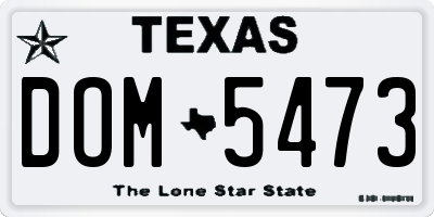 TX license plate DOM5473