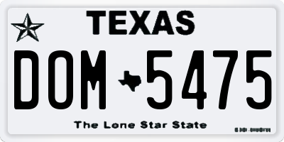 TX license plate DOM5475