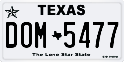 TX license plate DOM5477