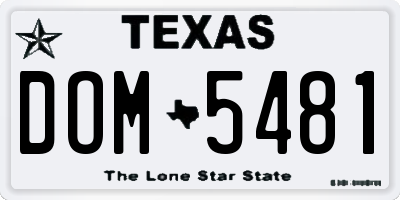 TX license plate DOM5481