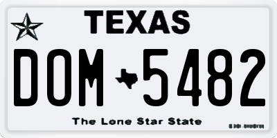 TX license plate DOM5482