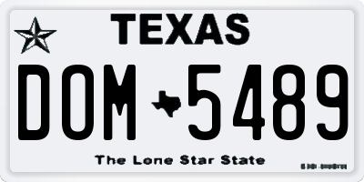 TX license plate DOM5489