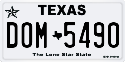 TX license plate DOM5490