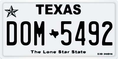 TX license plate DOM5492