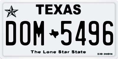 TX license plate DOM5496