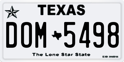 TX license plate DOM5498
