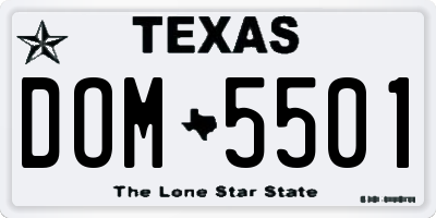 TX license plate DOM5501