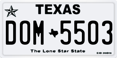 TX license plate DOM5503