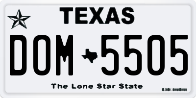 TX license plate DOM5505