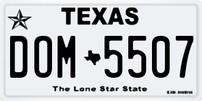 TX license plate DOM5507
