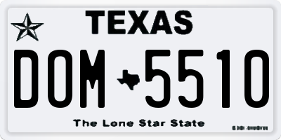 TX license plate DOM5510
