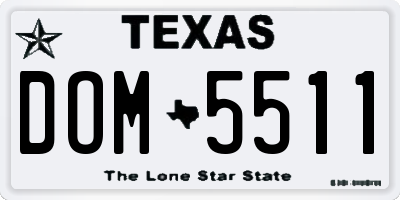 TX license plate DOM5511