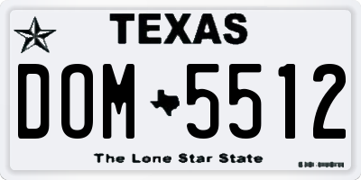 TX license plate DOM5512