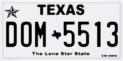 TX license plate DOM5513