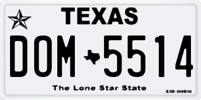 TX license plate DOM5514