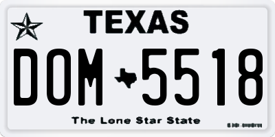 TX license plate DOM5518