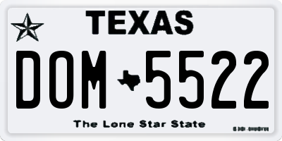 TX license plate DOM5522